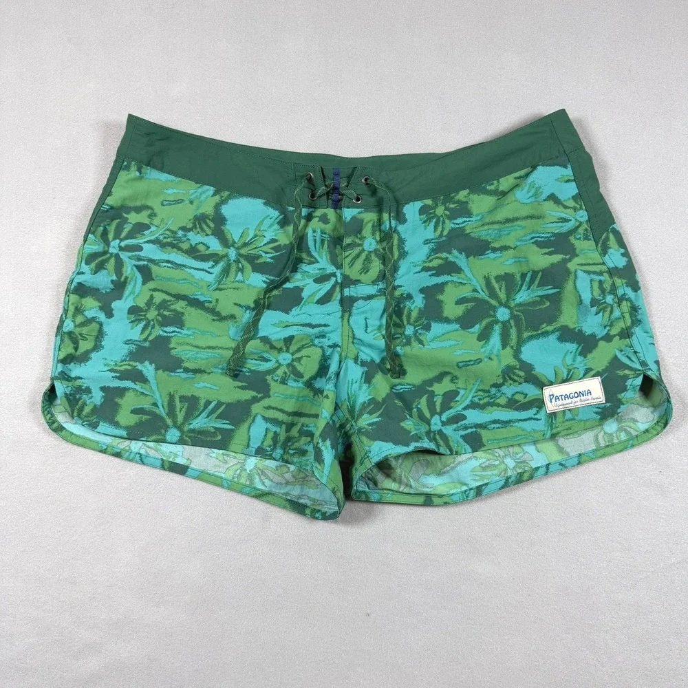 Patagonia Baggies Board Shorts Women 16 Green Tropical Palm NetPlus STY76594SP24
